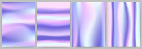Set Von Abstrakten Hintergründen Mit Holographischem Effekt Farbverlauf Verschwimmt Vektorillustration — Stockvektor