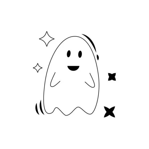 Éléments Dessin Animé Halloween Fantôme Illustration Vectorielle Dessinée Main Art — Image vectorielle