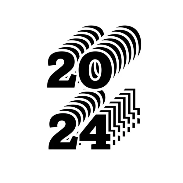 2024 Feliz Año Nuevo Plantilla Con Logotipo Letra Blanco Negro — Archivo Imágenes Vectoriales