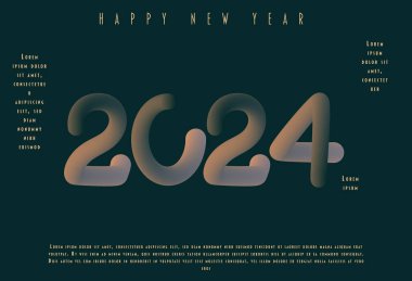 2024 mutlu yıllar. Takvim, poster, afiş ve afiş için renkli harf logosuna sahip bir şablon. Vektör düz tasarımı.