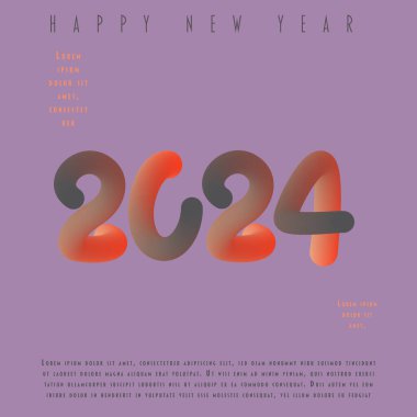 2024 mutlu yıllar. Takvim, poster, afiş ve afiş için renkli harf logosuna sahip bir şablon. Vektör düz tasarımı.