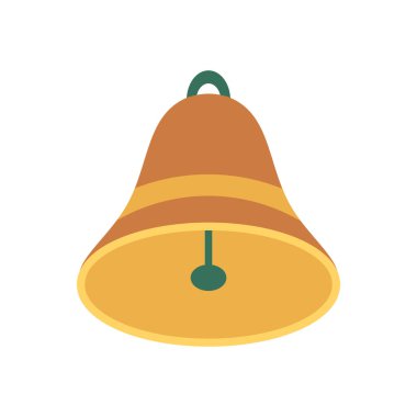 Noel çanı, oyuncak, ağaç için süs. Kış tatili. Düz vektör çizimi beyaz arkaplanda izole edildi.