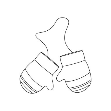 Lastik bantlı Noel eldivenleri. Kış tatili. Düz vektör çizimi beyaz arkaplanda izole edildi.