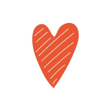 Süslü kırmızı kalp. Aşkın sembolü, romantizmin. Sevgililer Günü için tasarım. Düz vektör çizimi beyaz arkaplanda izole edildi.