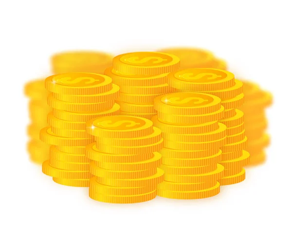 Золотые Монеты Наличные Деньги Кучах Финансовая Прибыль Куча Золотых Монет — стоковый вектор
