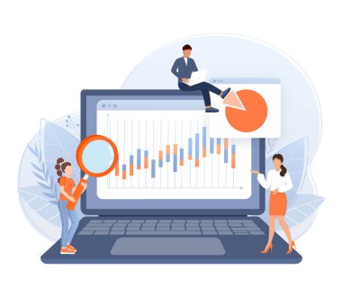 İlk madeni para teklifi, ICO üretim süreci vektör illüstrasyonu. Kripto para birimi ticaret masası, bitcoin gelecekleri, finansal teknoloji, engelleme zinciri ICO soyut metaforu.