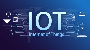 IOT. Internet of things, devices and connectivity concepts on a network. Spider web of network connections. Vector illustrations.