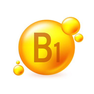 B1 vitamini parlak hap kapsülü ikonu. Beyaz izole edilmiş arkaplan üzerindeki hap kapsül vektör resimlemesi.