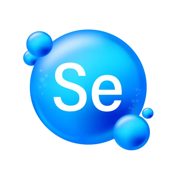 Selênio Ícone Estrutura Elemento Químico Forma Redonda Círculo Luz Azul —  Vetores de Stock