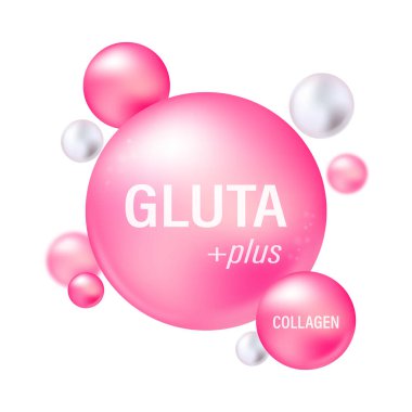 Pink glutathione pack with capsule and the third ingredient can be separated. Substance For Beauty and Cosmetic. clipart