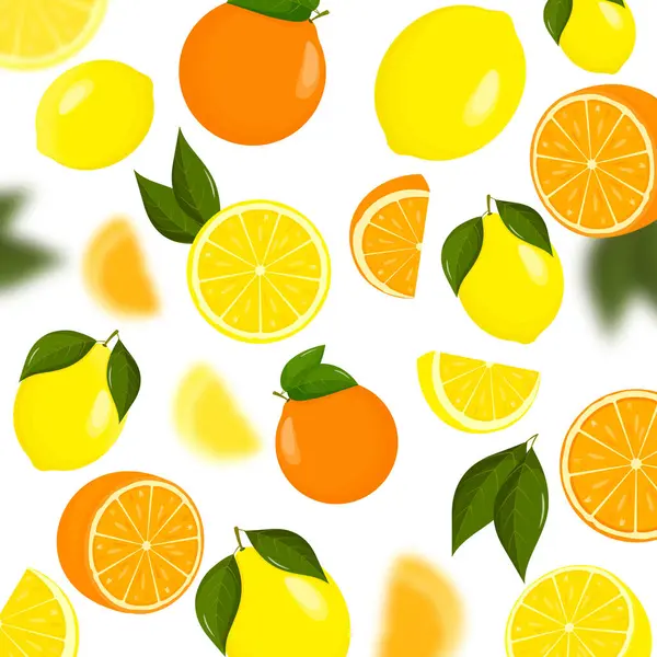 Laranjas Limões Caindo Diferentes Ângulos Padrão Citrinos Voando Laranja Limão Vetor De Stock