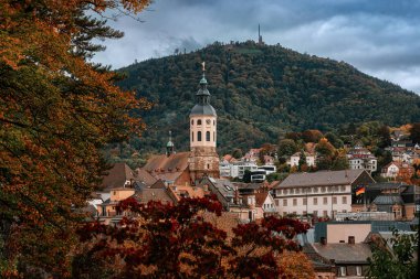 A View On a Baden Baden City Center and A Mercur Mountain on a Gloomy Autumn Day clipart
