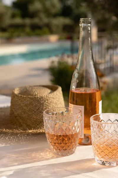 Розовое Вино Франции Лето Провансе Высокое Качество Фото Стоковое Фото