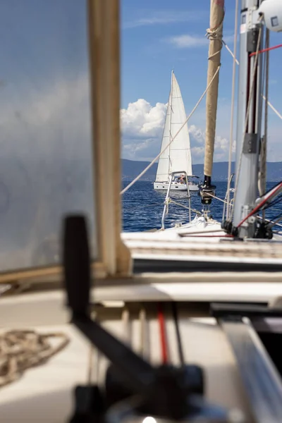 Kapal Layar Perancis Musim Panas French Riviera Foto Berkualitas Tinggi Stok Lukisan  