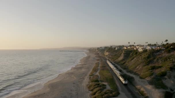 San Clemente California Daki Sahil Şeridinde Tren Evet Yüksek Kalite — Stok video