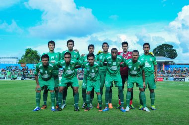 Pasuruan, Endonezya - 3 Mayıs 2014: Persekap FC ve Borneo FC arasında oynanan Endonezya Futbol Ligi 2.