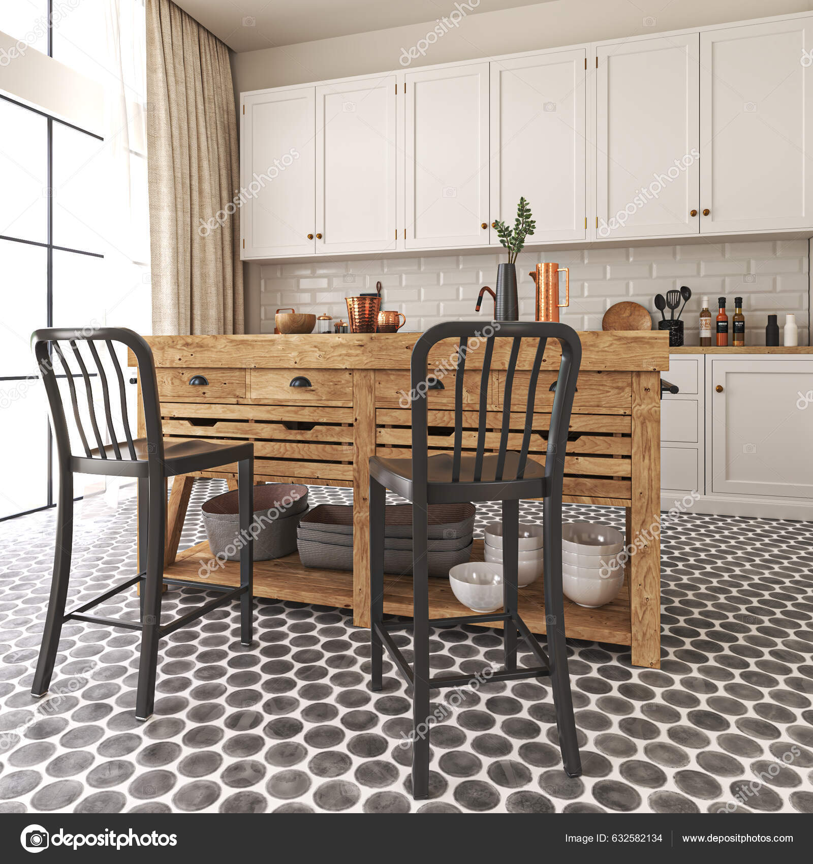 Industrial Boho Dining Room 39” Boho Rattan Chandelier 6-Lights