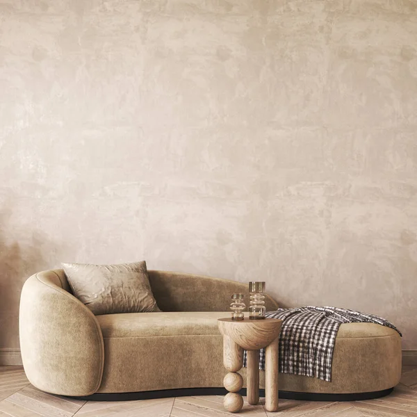 Modern Scandinavian Style Conceptual Design Interior Room Mock Frame Beige — Stock Photo, Image