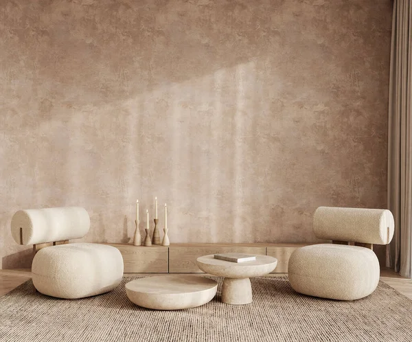 Zeitgenössische Klassisch Weiß Beige Interieur Mit Möbeln Und Dekor Teppich — Stockfoto