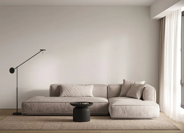 Contemporary Classic White Beige Interior Sofa Decor Carpet Background Large — Stock Photo, Image