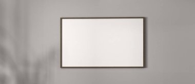 Boho gri bir duvar ve bir çerçeve arka planı var. Hafif modern Japon doğa görüşü. 3D görüntüleme. Yüksek kalite 3d illüstrasyon.