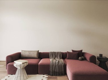 Şık ve modern bir oturma odası şık bir bölüm koltuğu ve zarif dekor aksanları sergiliyor.