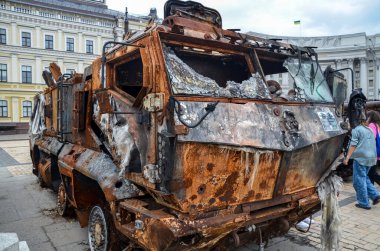 russian Kamaz 63968 Typhoon mine resistant ambush protected vehicle displayed at Mykhailivska Square in Kyiv 