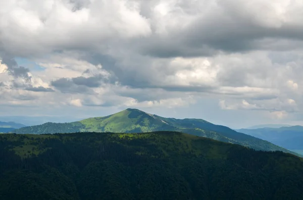 Beautiful Summer Landscape Forested Hills Mount Strymba Distance Sky Low — Fotografia de Stock