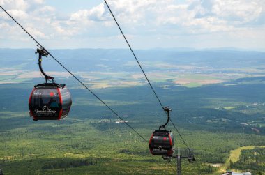 Tatranska Lomnica tatil beldesinde Cableway, popüler turizm merkezi, Yüksek Tatras Dağları, Slovakya