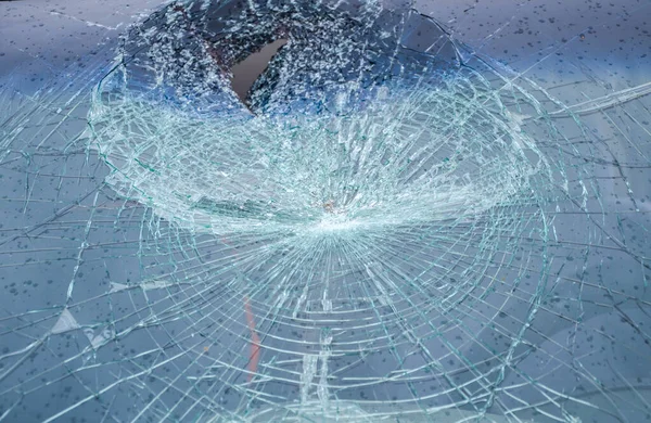 Close Broken Glass Texture Background Car Windshield Broken Damaged Car — Stock Photo, Image