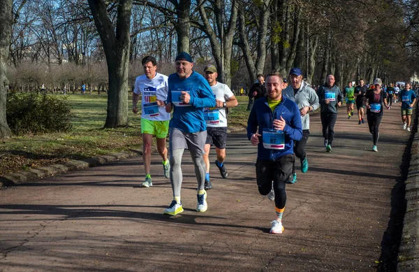 Marathonlopers Weg Gezonde Levensstijl Fitness Hobby Straatmarathon Race Sprinten Buiten — Stockfoto