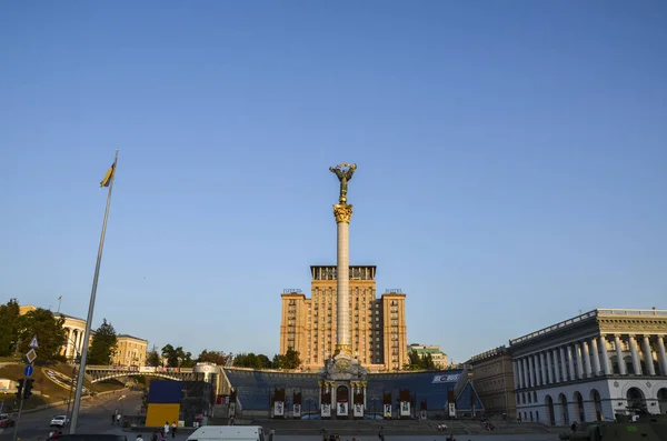 Площа Незалежності Головна Площа Києва Заході Сонця Перед Днем Незалежності — стокове фото