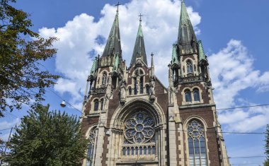 Beautiful church of Saints Olha and Elizabeth built in the neo-Gothic style in Lviv, Ukraine