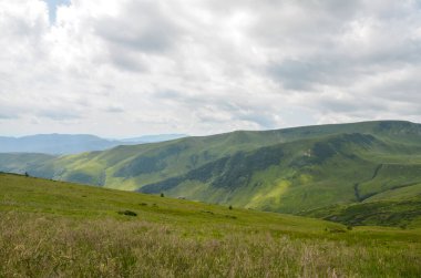 Bulutlarla dolu dramatik bir gökyüzünün altındaki yemyeşil tepeler doğanın en saf haliyle dingin güzelliğini yakalıyor. Svydovets, Karpatlar, Ukrayna