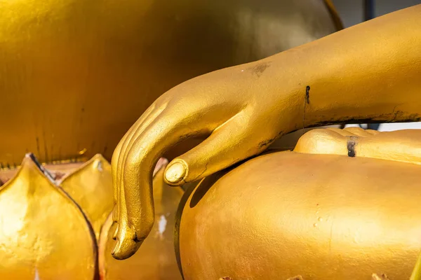 Ręka Posąg Buddy Jest Symbolem Buddyzmu Pokazując Spokój Umysłu Wiary — Zdjęcie stockowe
