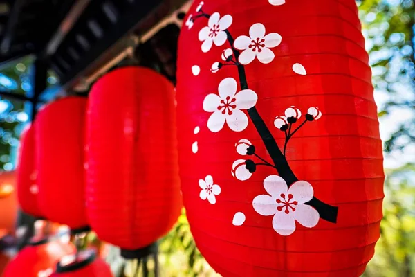 Japanese red lanterns at a restaurant at Chiangrai Thailand.