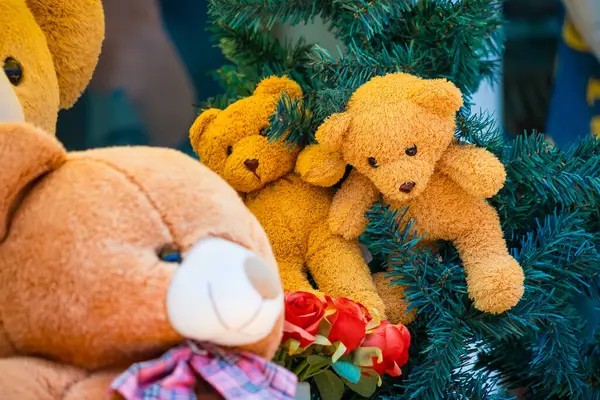 Nonthaburii, Tayland - 24 Haziran 2024: Nonthaburii, Tayland 'da Tatile Hazır Oyuncak Ayı.