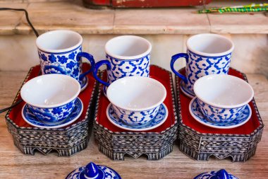 This charming blue and white tea set brings a touch of tradition to your table, perfect for afternoon tea or special occasions with friends and family. clipart