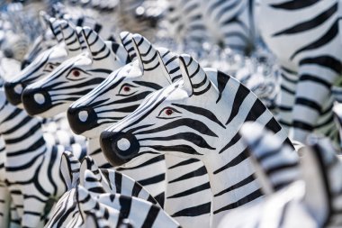 Zebra Statue Used as a Symbolic Offering in Thai Spiritual Shrine for Worship clipart