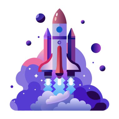 Roket fırlatma simgesinde düz stil 