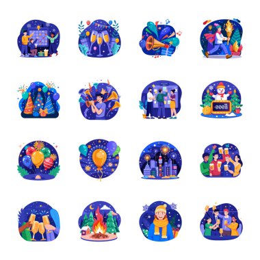 Düz Stil Yeni Yıl Çizimleri 