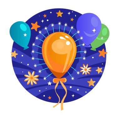 Şenlikli kutlamaların düz bir tasviri 