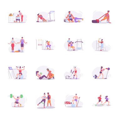 Spor Salonu Düz Çizim Koleksiyonu 