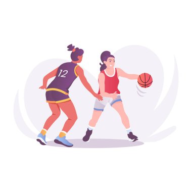 Düz stil kadın basketbol illüstrasyonu 