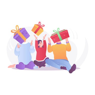 Düz stil Noel hediyeleri. 