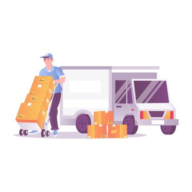 Teslimat hizmetinin düz bir çizimi 