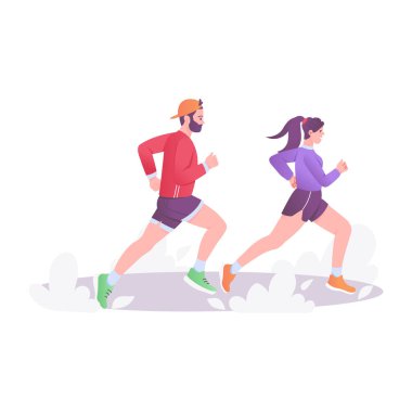 Düz stil ile çalışan çift çizimi 