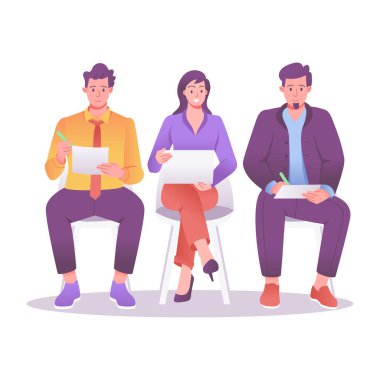 İş başvurusunda bulunanların düz bir çizimi 