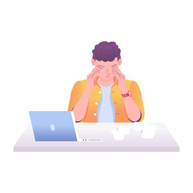 Desperate man illustration in flat style 