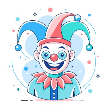 Düz stil ile komik soytarı illüstrasyonu 